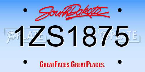 1ZS1875 South Dakota License Plate