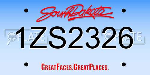 1ZS2326 South Dakota License Plate