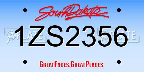 1ZS2356 South Dakota License Plate