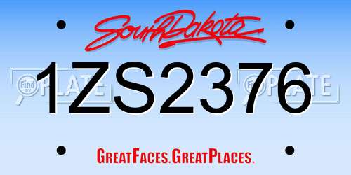 1ZS2376 South Dakota License Plate