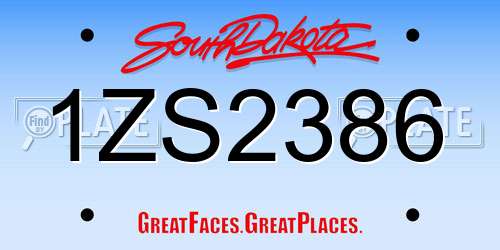 1ZS2386 South Dakota License Plate