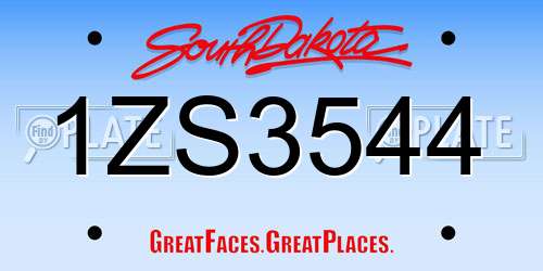 1ZS3544 South Dakota License Plate
