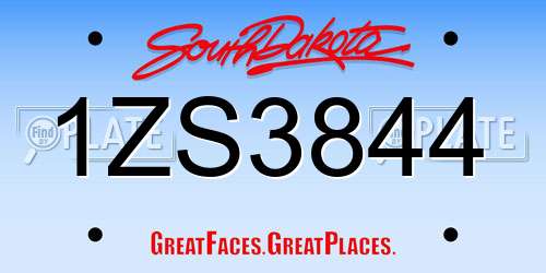 1ZS3844 South Dakota License Plate