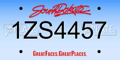 1ZS4457 South Dakota License Plate