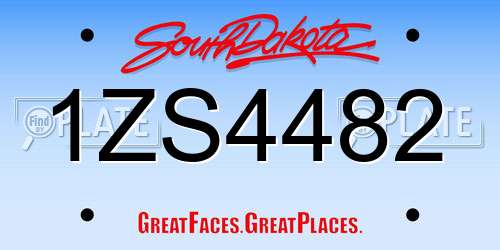 1ZS4482 South Dakota License Plate