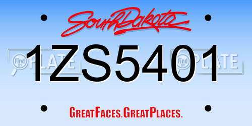 1ZS5401 South Dakota License Plate