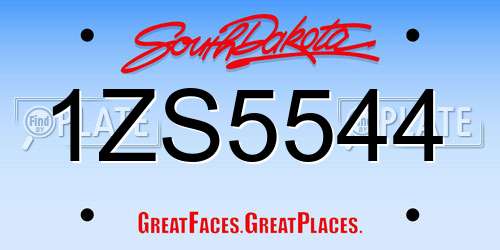 1ZS5544 South Dakota License Plate