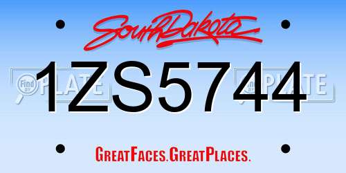1ZS5744 South Dakota License Plate
