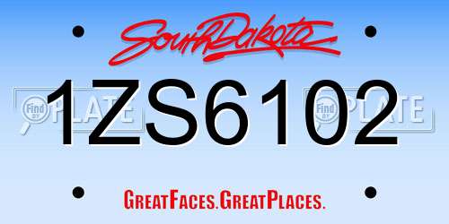 1ZS6102 South Dakota License Plate