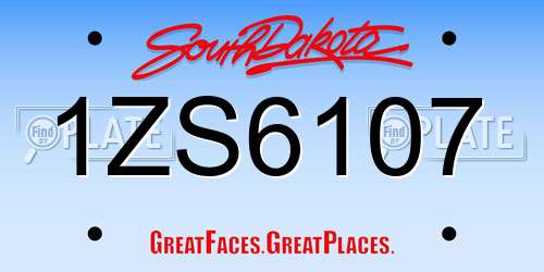 1ZS6107 South Dakota License Plate