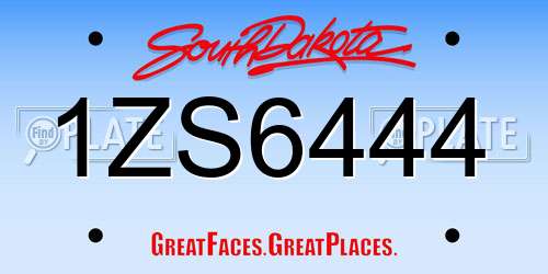 1ZS6444 South Dakota License Plate