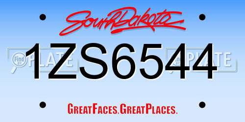 1ZS6544 South Dakota License Plate