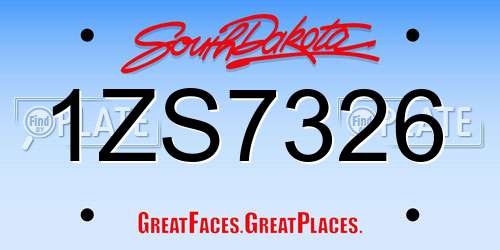 1ZS7326 South Dakota License Plate