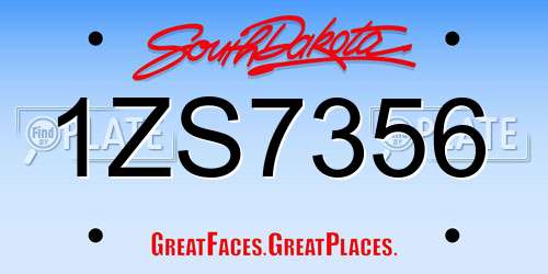 1ZS7356 South Dakota License Plate