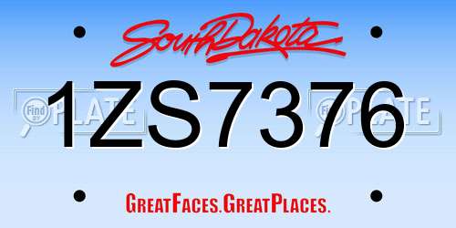 1ZS7376 South Dakota License Plate