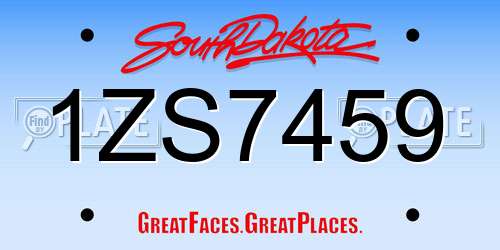 1ZS7459 South Dakota License Plate