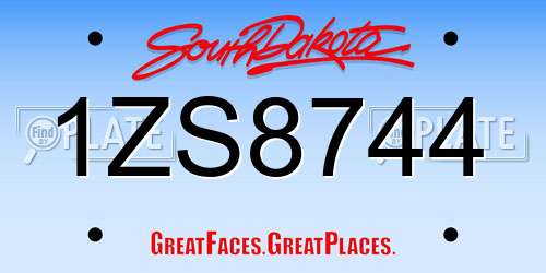 1ZS8744 South Dakota License Plate