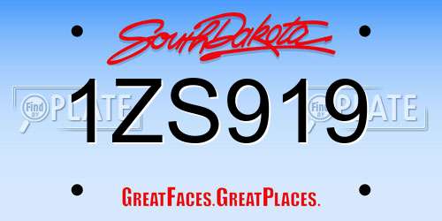 1ZS919 South Dakota License Plate