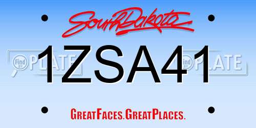1ZSA41 South Dakota License Plate