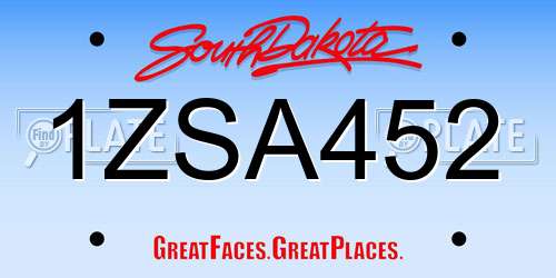 1ZSA452 South Dakota License Plate