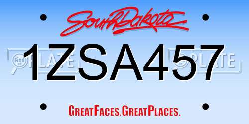 1ZSA457 South Dakota License Plate