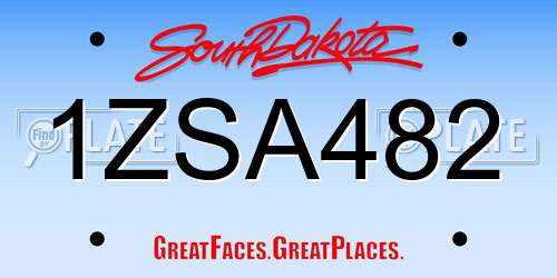 1ZSA482 South Dakota License Plate