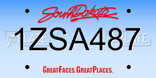 1ZSA487 South Dakota License Plate
