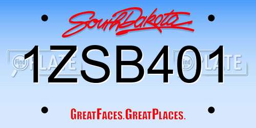 1ZSB401 South Dakota License Plate