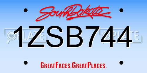 1ZSB744 South Dakota License Plate