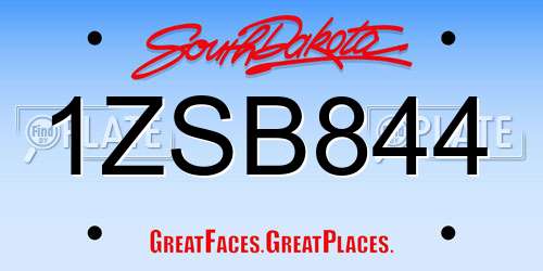 1ZSB844 South Dakota License Plate