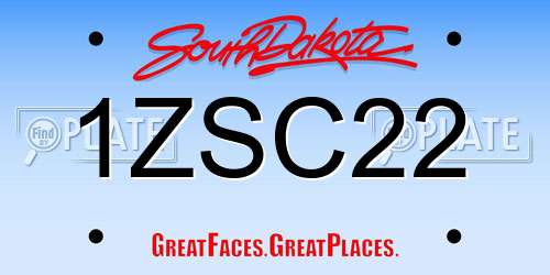 1ZSC22 South Dakota License Plate