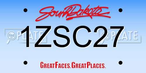 1ZSC27 South Dakota License Plate
