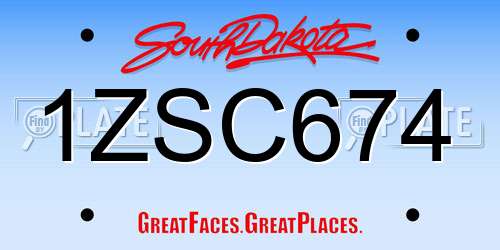 1ZSC674 South Dakota License Plate