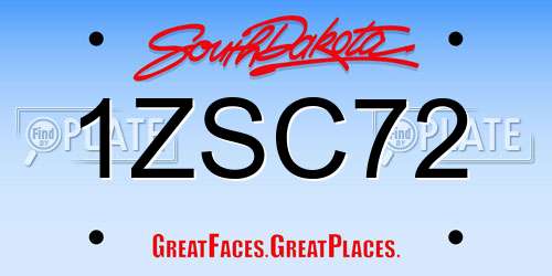 1ZSC72 South Dakota License Plate