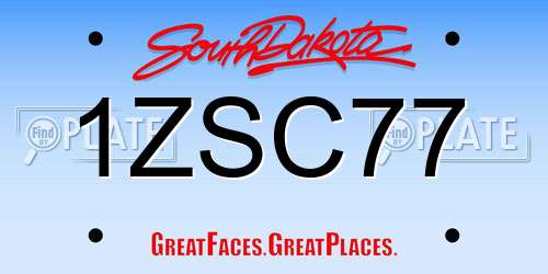 1ZSC77 South Dakota License Plate