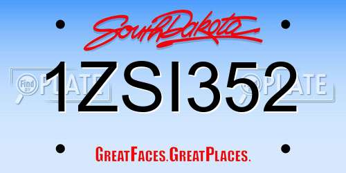 1ZSI352 South Dakota License Plate