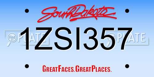 1ZSI357 South Dakota License Plate