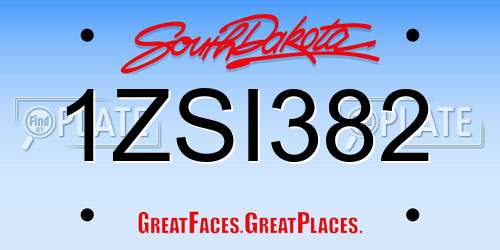1ZSI382 South Dakota License Plate