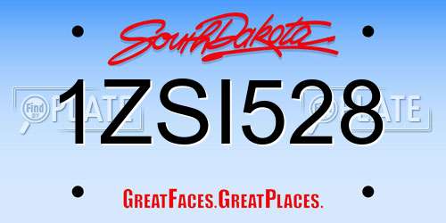 1ZSI528 South Dakota License Plate