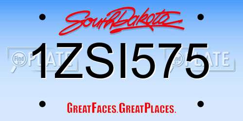 1ZSI575 South Dakota License Plate