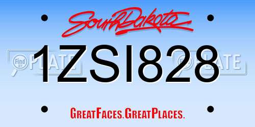 1ZSI828 South Dakota License Plate