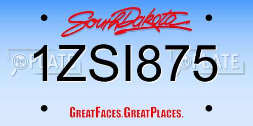 1ZSI875 South Dakota License Plate