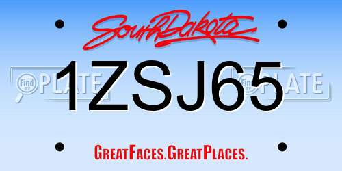 1ZSJ65 South Dakota License Plate