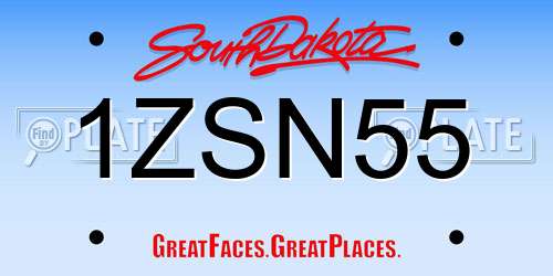 1ZSN55 South Dakota License Plate