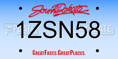1ZSN58 South Dakota License Plate