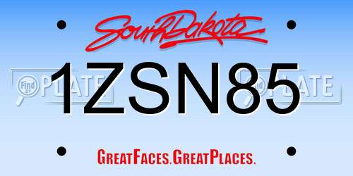 1ZSN85 South Dakota License Plate