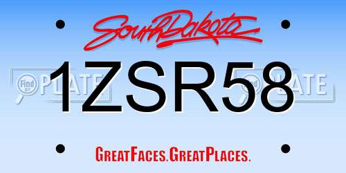 1ZSR58 South Dakota License Plate
