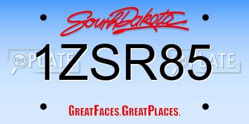 1ZSR85 South Dakota License Plate