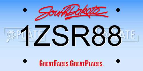 1ZSR88 South Dakota License Plate