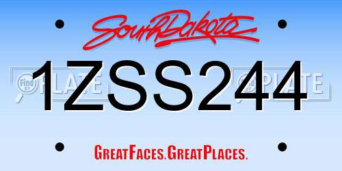 1ZSS244 South Dakota License Plate